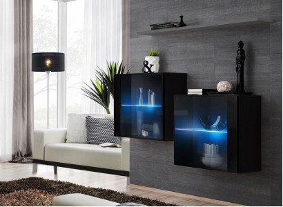 Wohnwand Holz Möbel Einrichtung Luxus Designer Komplette Set 3tlg. Wand Regal